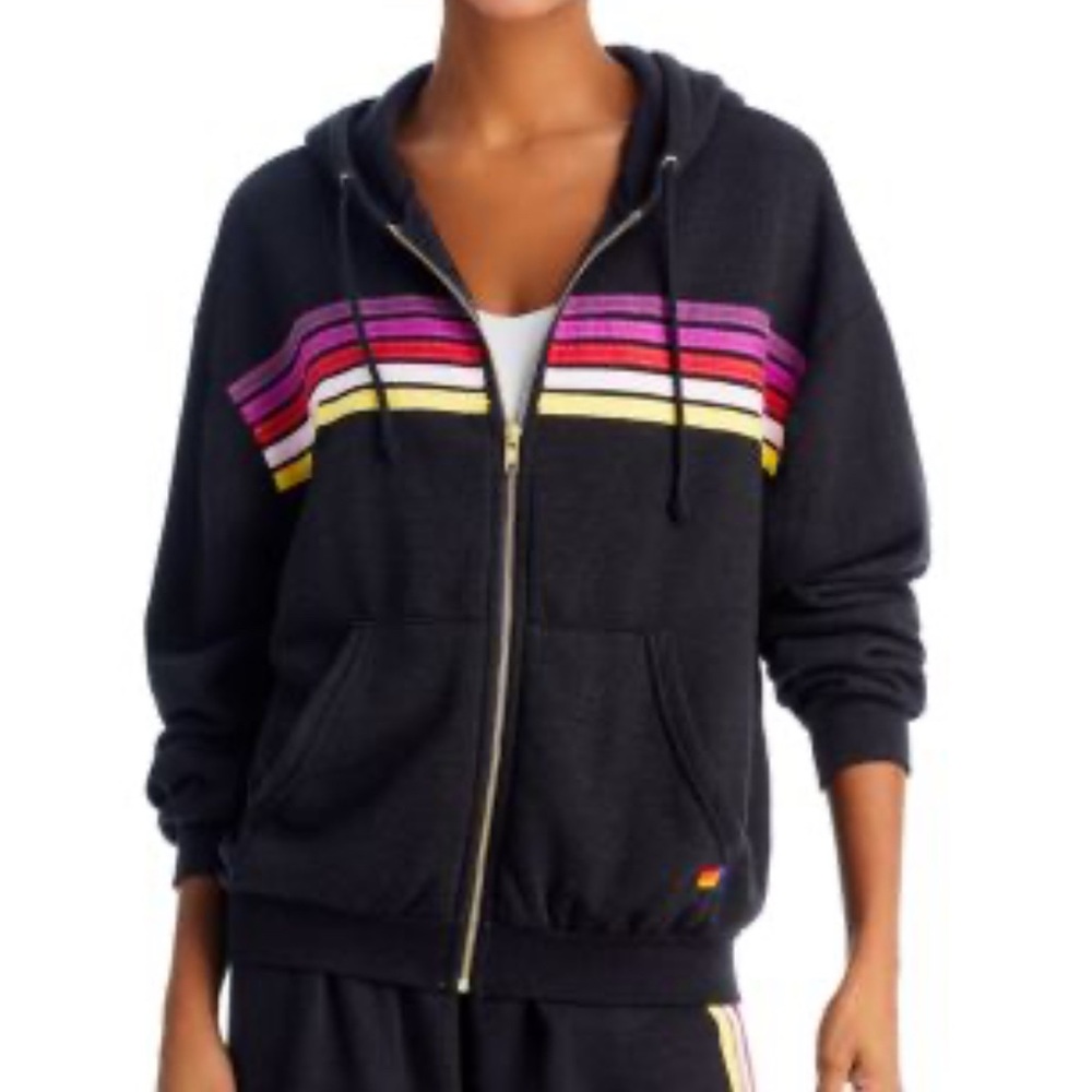 5 Stripe Zip Hoodie Sweatshirt